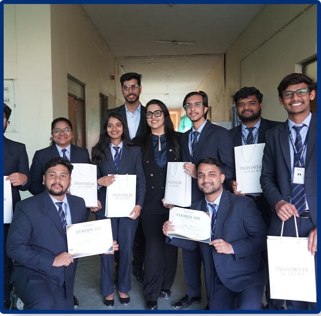 Digihandler Academy students with their course completion certificates