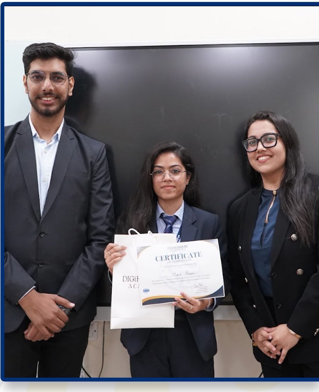 A certificate being presented to a graduating student