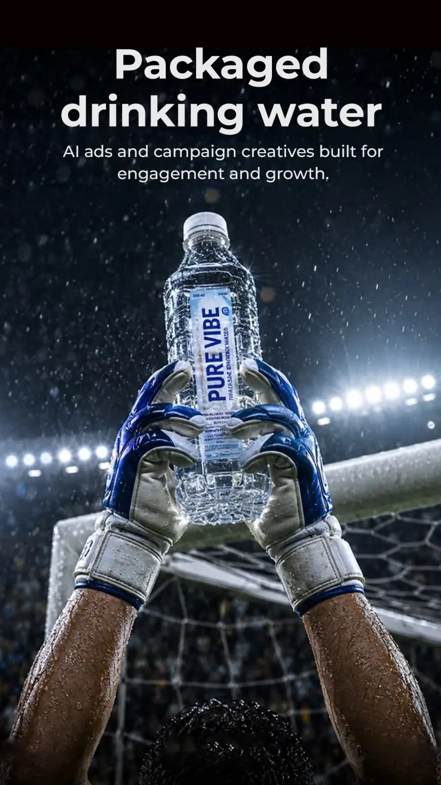 Packaged drinking water: AI-generated campaign visuals, mascot design, festive creative